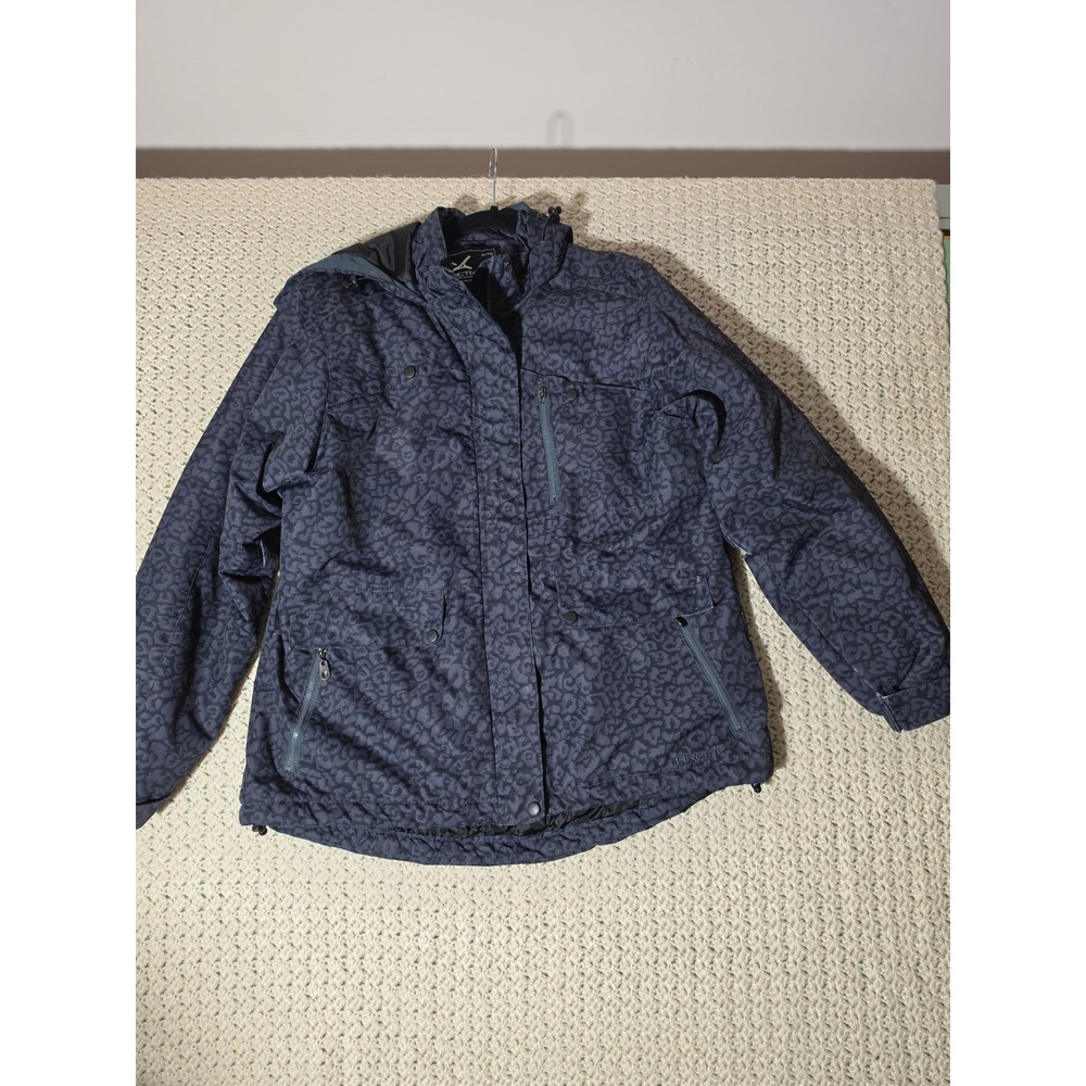 Arctix Winter Jacket Women XL Blue Leopard Print Insulated Hooded Coat